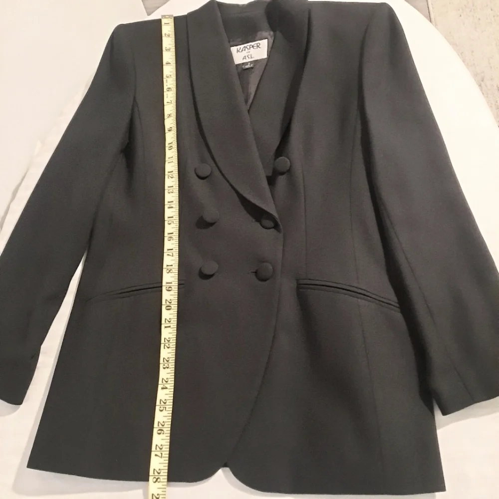 Black Doublebreasted Skirt Suit Size 8 - Picture 6 of 14